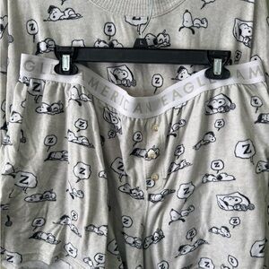 American Eagle Outfitters Gray Snoopy Pajama Set